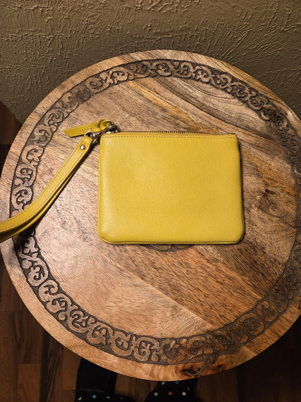 Dooney & Bourke Dandelion Yellow Leather Wristlet Pouch - Picture 7 of 13